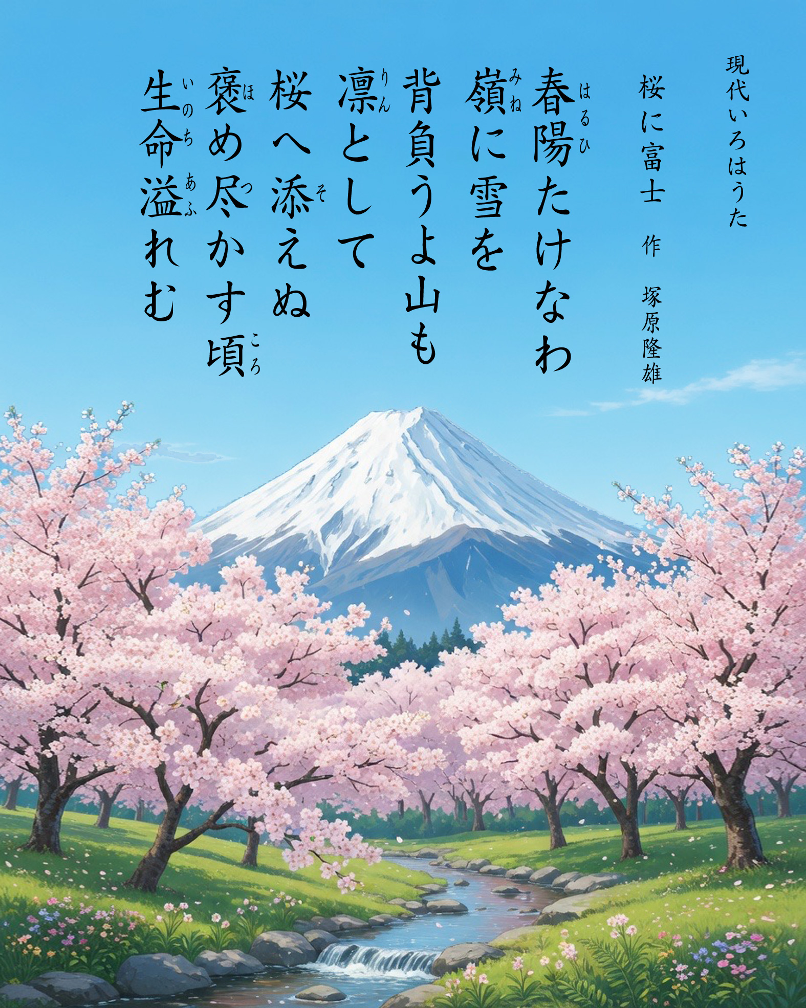 桜に富士