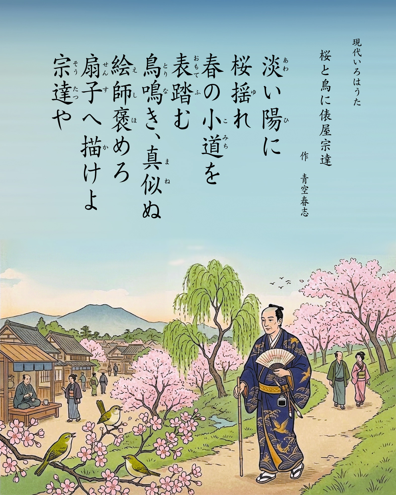 桜と鳥に俵屋宗達