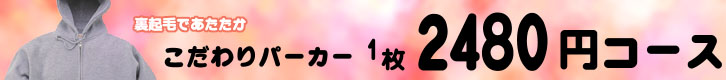 オリジナルパーカープリント1枚2480円コース